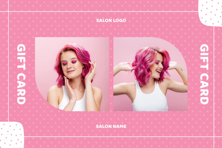 Special Offer from Beauty Salon with Woman with Bright Hairstyle Gift Certificate Design Template
