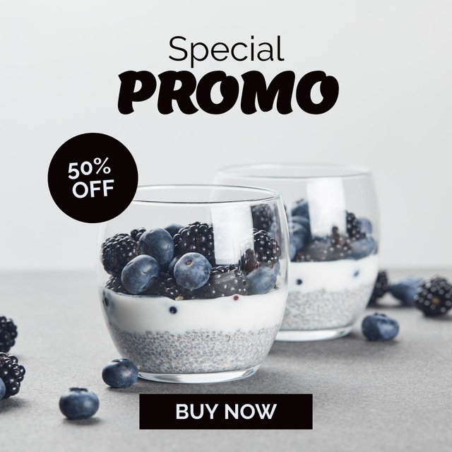 Yummy Yogurt with Blueberries Instagram Design Template