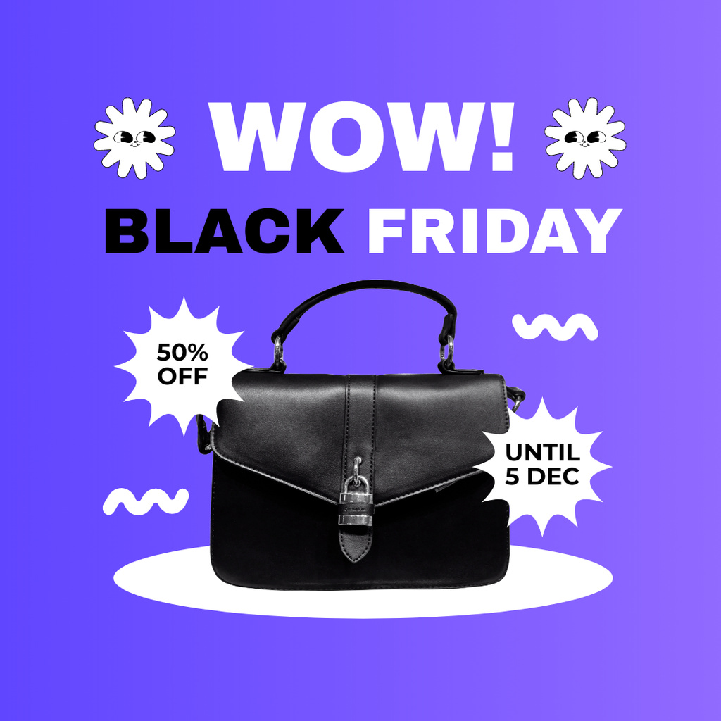 Plantilla de diseño de Black Friday Wow Sale of Bags Instagram AD 