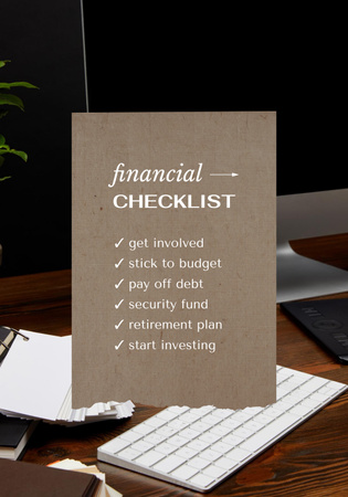Financial Checklist on Table Poster 28x40in Πρότυπο σχεδίασης