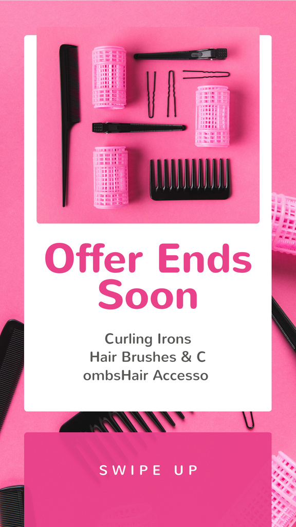 Designvorlage Hairdressing Tools Sale in Pink für Instagram Story
