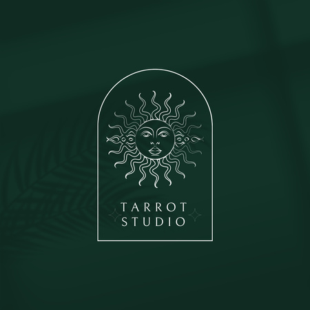 Emblem with Illustration of Sun in Green Logo 1080x1080px tervezősablon
