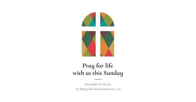 Szablon projektu Invitation to Pray with Church Window illustration Facebook AD