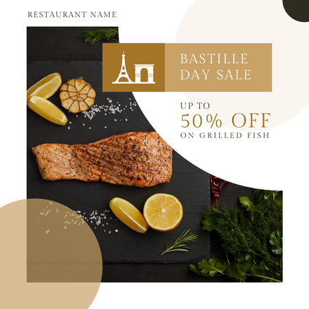 Discount On Grilled Fish Instagram Design Template