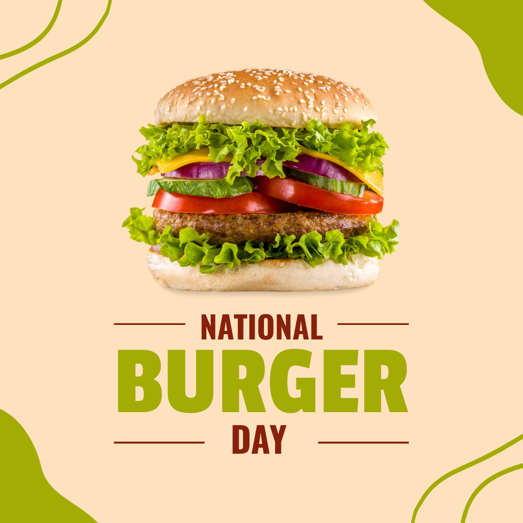 National Burger Day Announcement Instagram Design Template