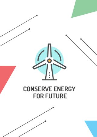 Plantilla de diseño de Conserve Energy Wind Turbine Icon Invitation 