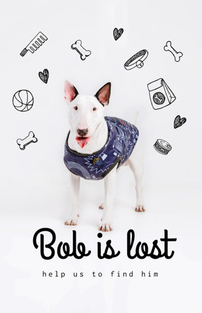 Bulldog Missing Announcement on White Flyer 5.5x8.5in Πρότυπο σχεδίασης