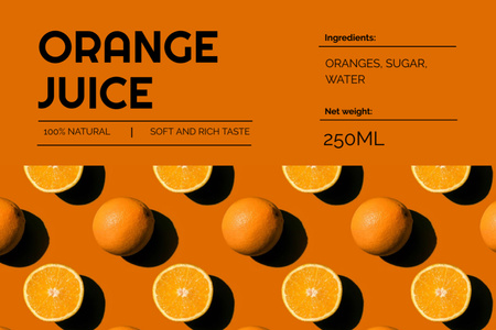 Natural Orange Juice With Ingredients Description Label Design Template