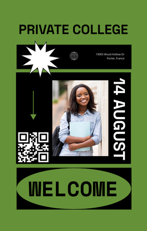 Private College Apply Announcement In August In Green Invitation 4.6x7.2in Design Template