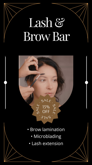 Lash And Brow Bar Services With Discount Instagram Video Story Modelo de Design