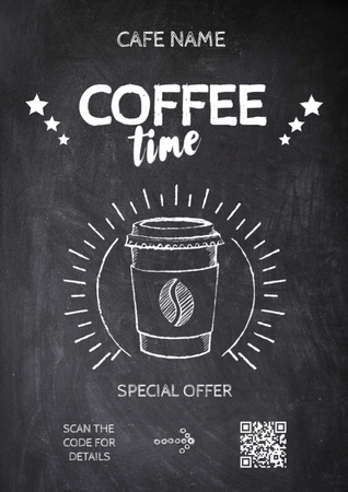 Coffee time chalk advertisement Flyer A4 Design Template