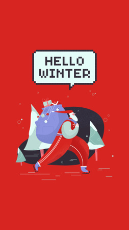 Template di design Ispirazione invernale con Babbo Natale carino Instagram Story
