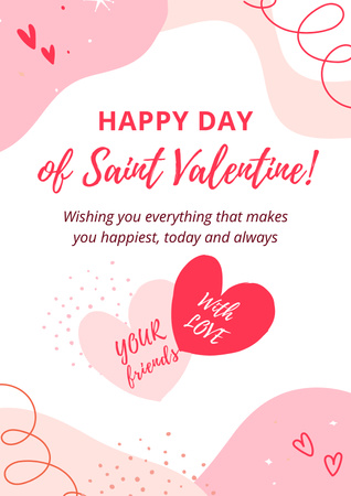 Valentine's Greeting with Pink and Red Heart Poster Design Template
