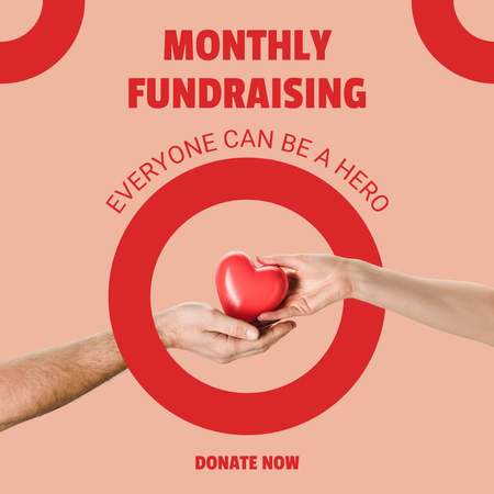 Ontwerpsjabloon van Instagram van liefdadigheidsfonds advertentie met hart in handen