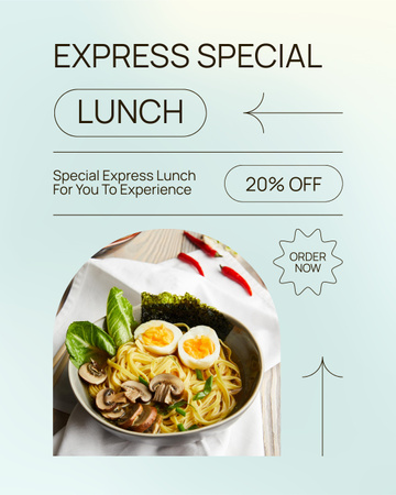 Modèle de visuel Annonce spéciale pour un déjeuner express au restaurant Fast Casual - Instagram Post Vertical