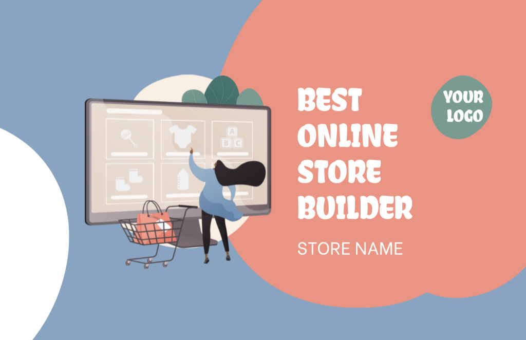 Advertisement for Best Online Store Creation Service Business Card 85x55mm Modelo de Design