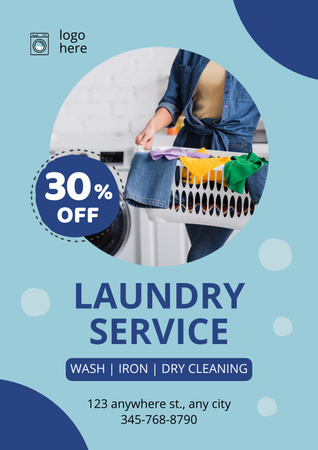 Oferta de serviço de lavanderia com desconto Poster Modelo de Design