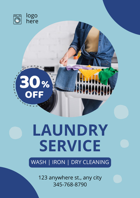 Discounted Laundry Service Offer Poster Πρότυπο σχεδίασης