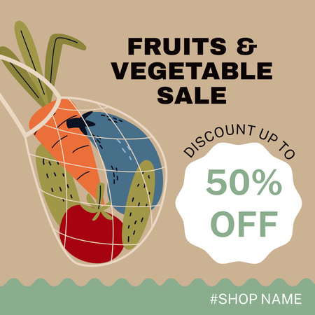 Fruits And Veggies In Net Bag Sale Offer Instagram Design Template