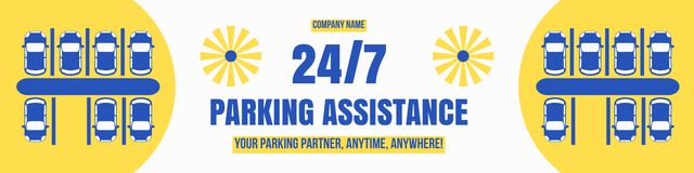 Announcement of Parking Assistant Services on Yellow Twitter Design Template
