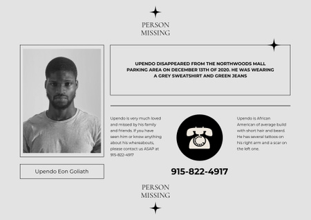 Announcement of Missing Man Poster B2 Horizontal Design Template