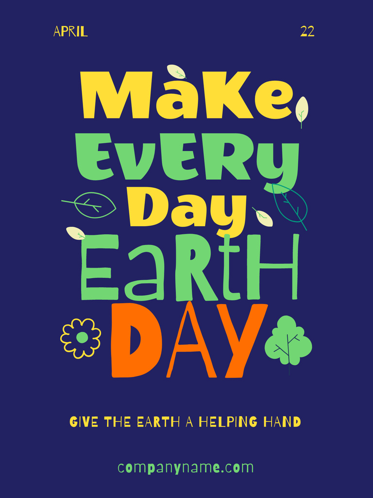 Earth Day Event Bright Announcement Poster US – шаблон для дизайна