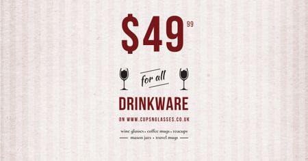 oferta de venda de bebidas com copos de vinho Facebook AD Modelo de Design