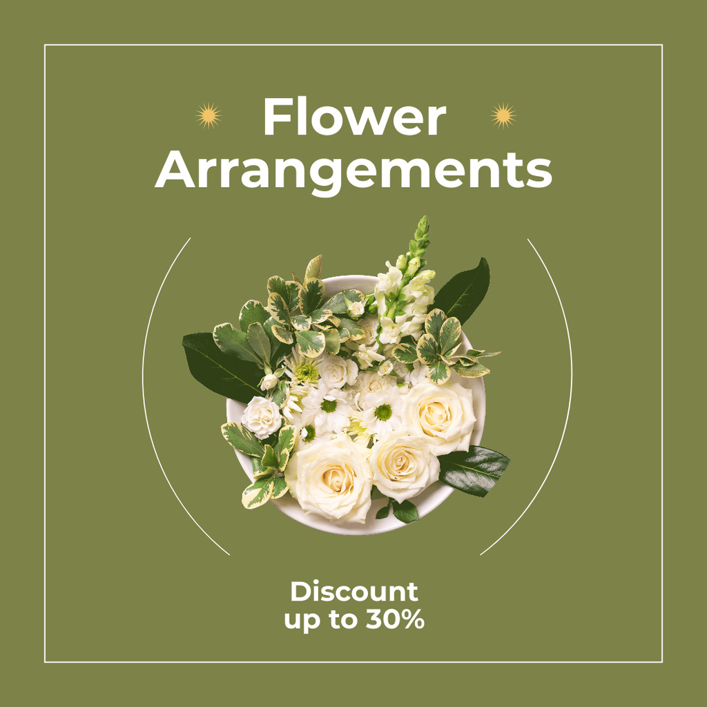 Flower Arrangements Discount Offer with Tender Roses Instagram – шаблон для дизайну