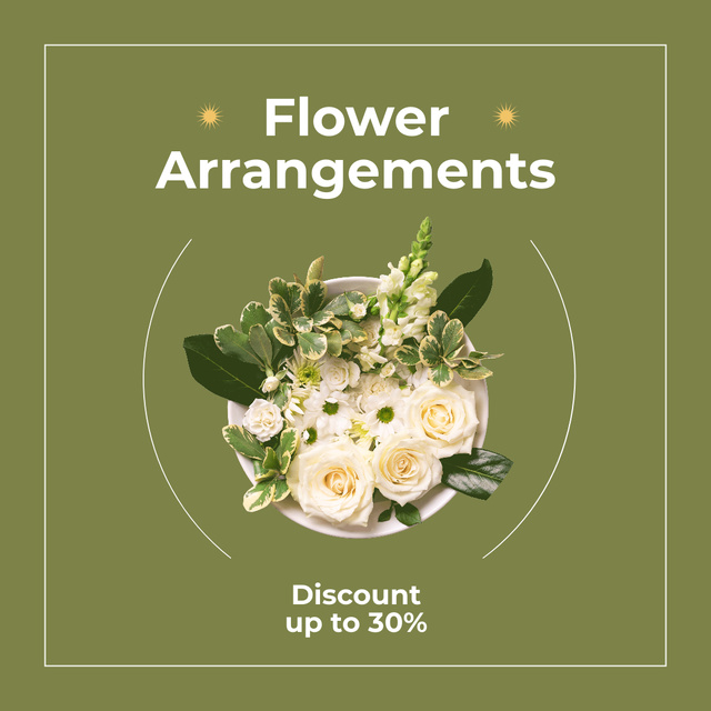 Designvorlage Flower Arrangements Discount Offer with Tender Roses für Instagram