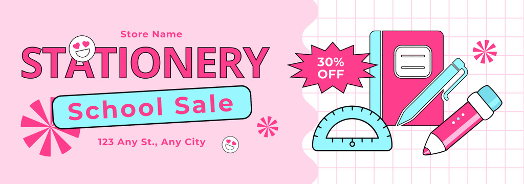 Designvorlage Discount School Stationery on Pink für Tumblr
