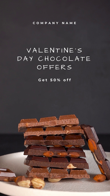 Designvorlage Sweet Chocolate With Nuts For Valentine`s Day für Instagram Video Story