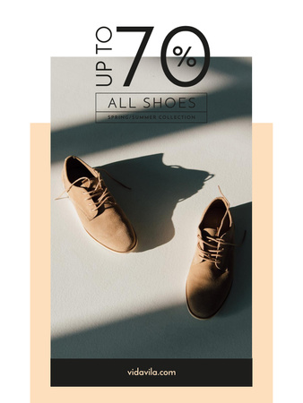 Fashion Sale with Stylish Male Shoes Poster USデザインテンプレート