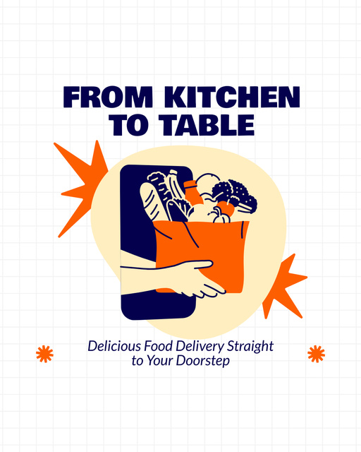 Plantilla de diseño de Delivery of Grocery from Kitchen to Table Instagram Post Vertical 