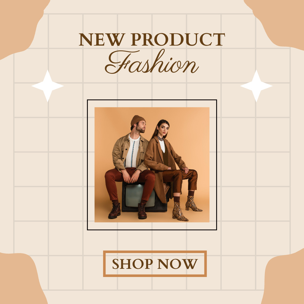 Designvorlage Fashion Clothes Collection Ads with Stylish Couple für Instagram