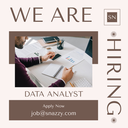 Hiring Ad for Data Analytics Job Position Instagram Design Template