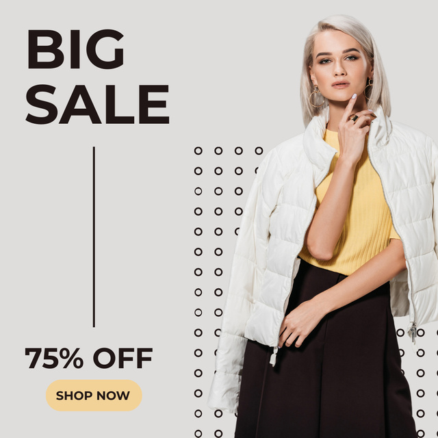 Szablon projektu Female Fashion Clothes Big Sale Offer With Blonde Instagram