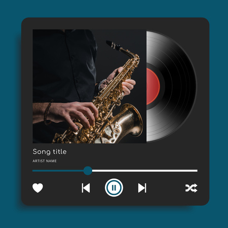 Playlist of Song with Saxophone Instagram Design Template
