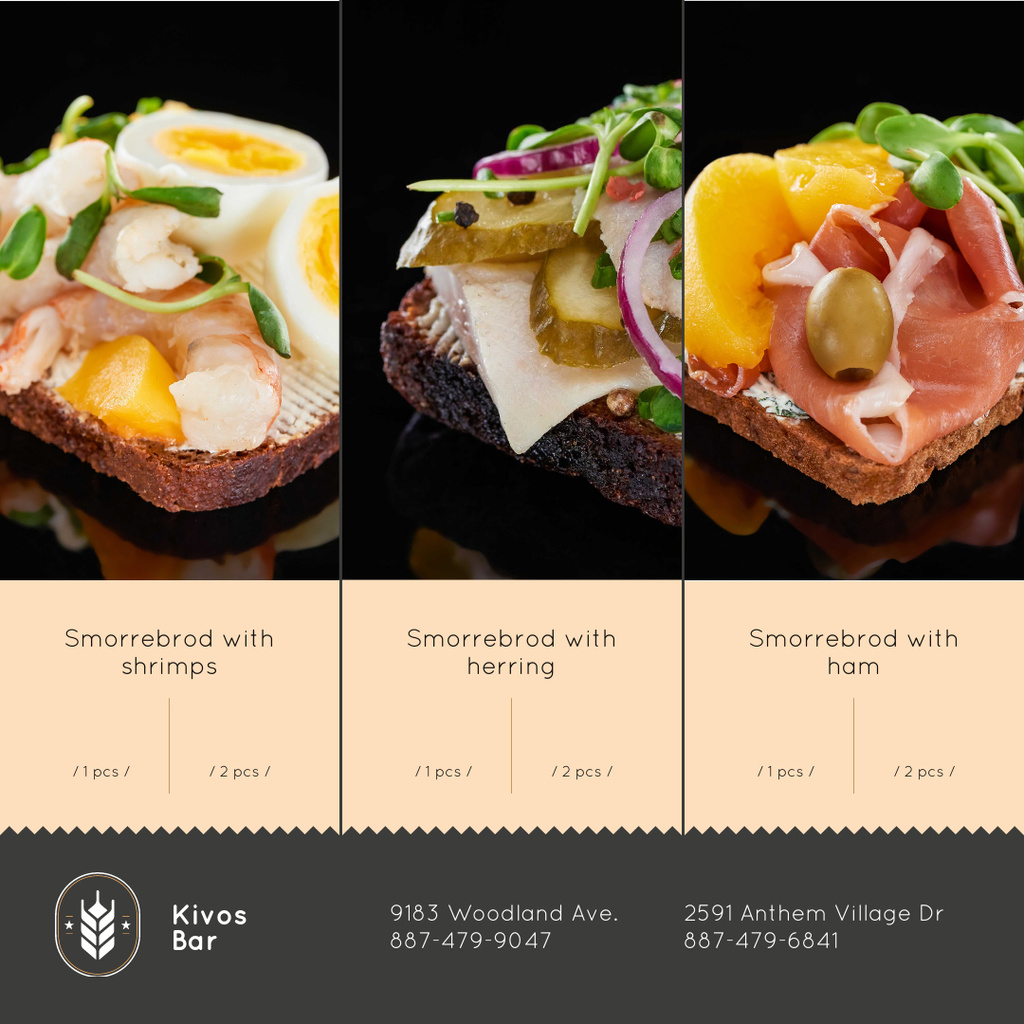 Designvorlage Smorrebrod Sandwiches Menu Offer für Instagram