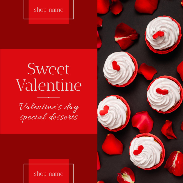 Valentine's Day Special Dessert Offer Instagram ADデザインテンプレート