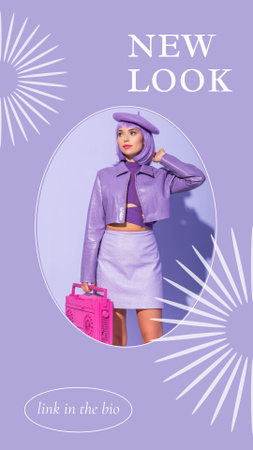 Woman in Bright Purple Outfit Instagram Story Design Template