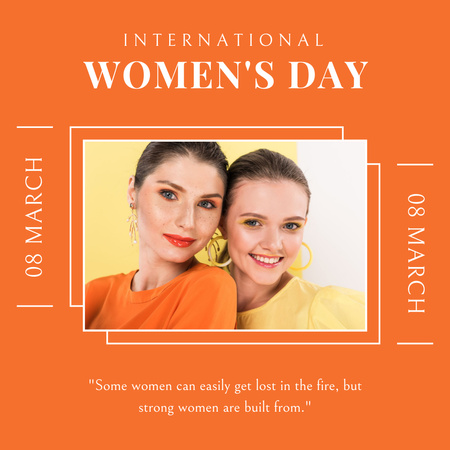 International Women's Day Celebration with Beautiful Young Women Instagram Tasarım Şablonu