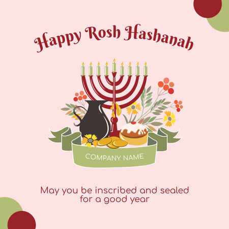 Happy Rosh Hashanah Greetings And Wishes With Menorah Instagram Design Template
