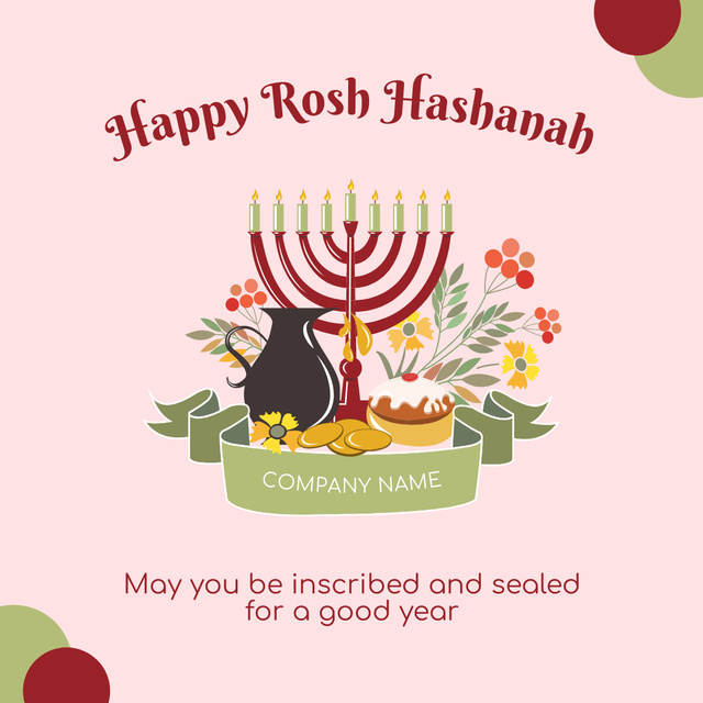Ontwerpsjabloon van Instagram van Happy Rosh Hashanah Greetings And Wishes With Menorah