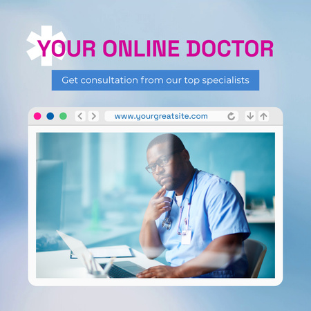 Ontwerpsjabloon van Animated Post van Professional Doctor Online Consultation Offer