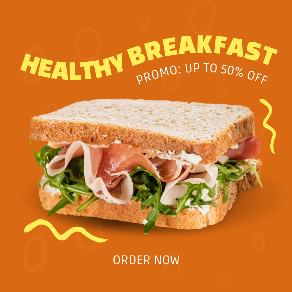 Ontwerpsjabloon van Instagram van Appetizing Sandwich for Breakfast