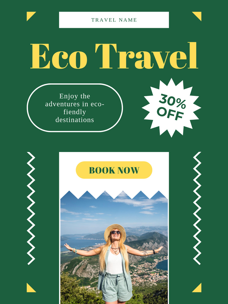 Eco Tourism Offer on Green Poster US – шаблон для дизайну