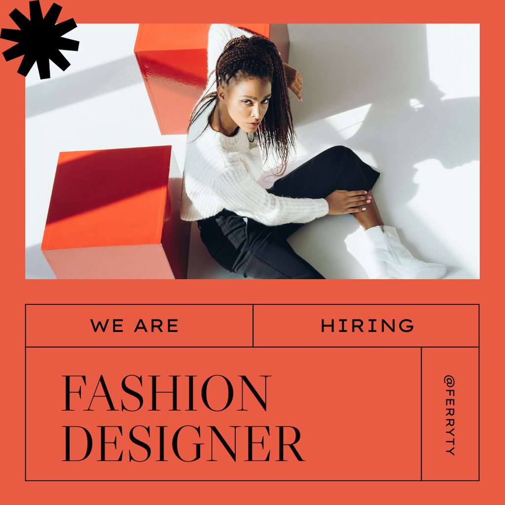 Designvorlage Fashion designer hiring für Instagram