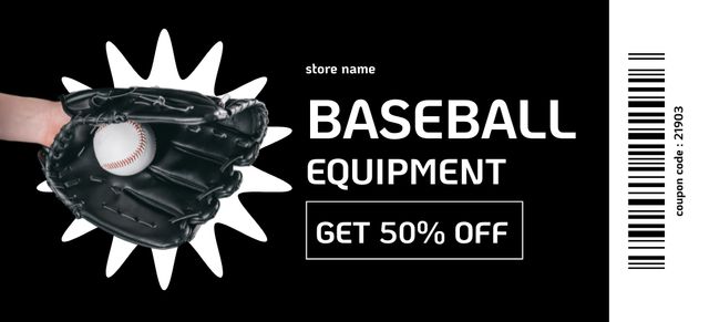 Plantilla de diseño de Baseball Equipment At Reduced Price Coupon 3.75x8.25in 