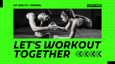 Couple Standing in Plank Position for Gym Center Ad Youtube Design Template