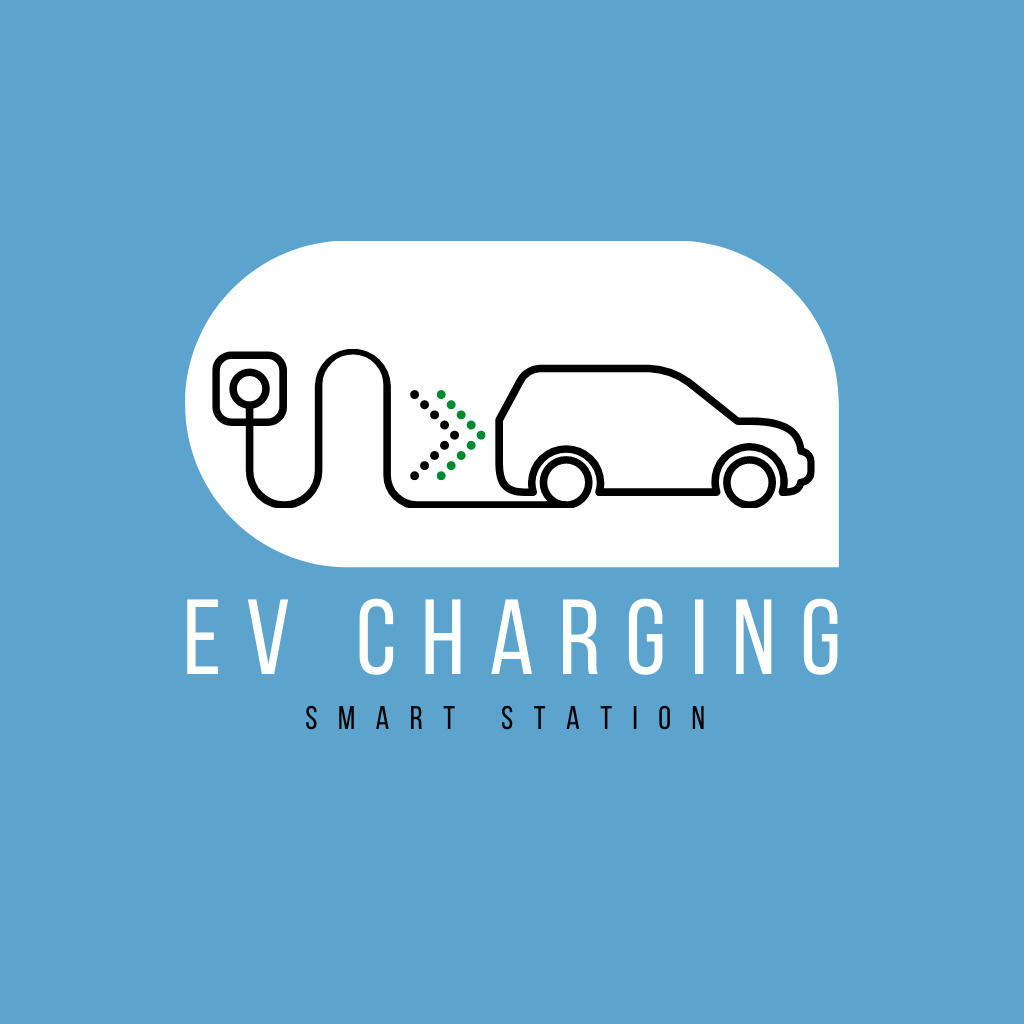 Emblem of Station for Charging Electric Cars Logo Šablona návrhu